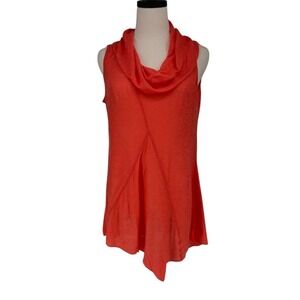 Ali Miles Women's M Orange Sleeveless Cowl Neck Tunic Top Casual
